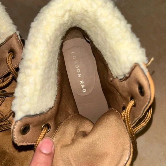 Cozy Tan Lace-Up Boots with Faux Fur - Picture 5 of 7